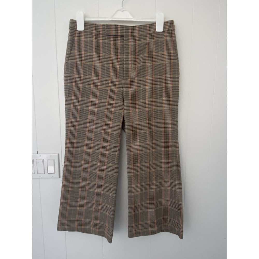 Lauren Ralph Lauren Black Label Wool Wide Leg Houndstooth Cropped Pants Sz 12